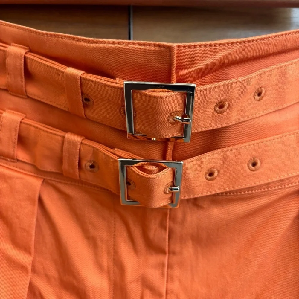 INTERMIX Leslie Double Belted Cotton Shorts, Size 6